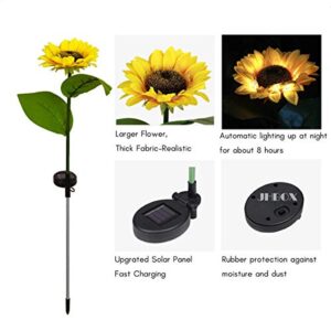 JHBOX Solar Sunflower Lights Outdoor Fall Decor 2 Pack, Flower Lights Fall Yard Decorations, Solar Flowers Christmas Winter Holiday Decorative Garden Stakes as Jardineria Y Patio Decoracion