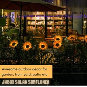 JHBOX Solar Sunflower Lights Outdoor Fall Decor 2 Pack, Flower Lights Fall Yard Decorations, Solar Flowers Christmas Winter Holiday Decorative Garden Stakes as Jardineria Y Patio Decoracion