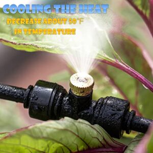 HJYAJZT Misting Cooling System (Newly Designed Atomizing Line) 30FT（9m） Atomization Line+ 8 Brass Spray Nozzles + One Brass Adapter (3/4 Inch) Patio Spray System for Outdoor Cooling