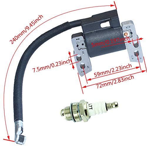 590454 Ignition Coil+L7T Spark Plug,Compatible with Briggs & Stratton799381 790817 692605 802574 Magneto Armature,Compatible with Briggs & Stratton engine models:129H00 Series(0005-0185) Engine