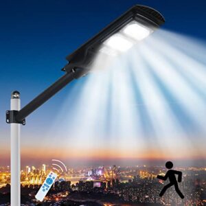 300w solar street lights outdoor waterproof,20000 lumens, dusk to dawn solar with motion sensor and remote control, led flood light, suitable for courtyards, gardens, streets, basketball courts garage