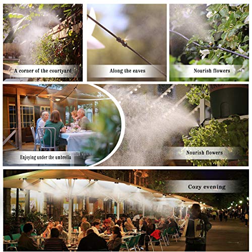 Misting Cooling System Lunatino 29.5FT(9M) Misting Line + 10 Brass Mist Nozzles + 2 Brass Adapters Outdoor Mister for Patio Garden Greenhouse Trampoline for waterpark (29.5)