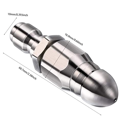 Sewer Jetter Nozzle 2PCS, NIKOEO Sewer Jetting Nozzle for Pressure Washer with Stainless Steel, Sewer Jet Hose Nozzle, Water Jet Drain Cleaners,1/4'' Quickly Connector, 5000 PSI