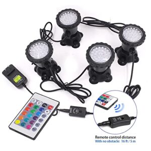 TOMYEUS Underwater Light LED Underwater Lights Waterproof Lamp RGB 36 LED Underwater Spot Light for Swimming Pool Fountains Pond Water Garden Aquarium Fountain Light