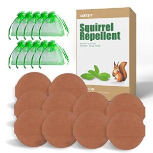 SEEKBIT 10 Pack Squirrel Repellent | Repels Chipmunk Rodent Mice | Peppermint Oil Attic, Garden Squirrels Deterrent | Car Engines Under Hood Pest Repeller | Waterproof Long Lasting, Bags