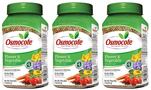 Osmocote 277160 Flower and Vegetable Smart-Release Plant Food, 14-14-14, 1-Pound Bottle (Pаck of 3)