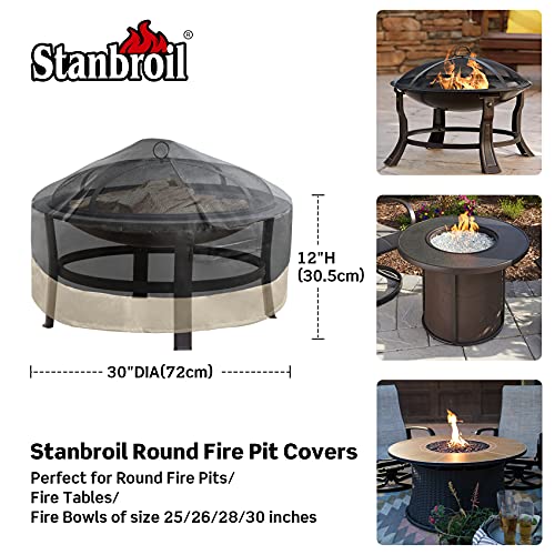 Stanbroil 30 Inch Round Fire Pit Cover, Fire Pit Table Cover, Patio Furniture Cover, Full Coverage Cover with Durable and Water Resistant Fabric