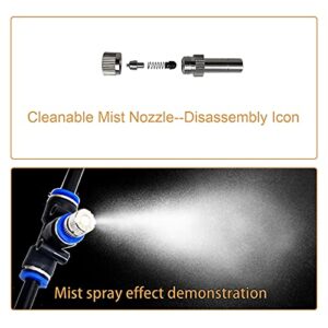 Misting Nozzles, Outdoor Misting Cooling System Nozzles for Patio Garden Umbrellas Fan, 1/4-Inch Orifice, 5pcs Stainless Steel Mist Nozzles