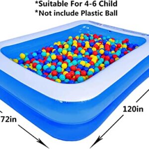 Full Size Inflatable Swimming Pool with Pump 120" x 72" x 20" AMOCANE Family Large Lounge Pool for Toddlers, Kids, Adults, Play Above Ground, Backyard, Garden, Summer for Age 3+