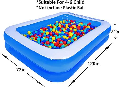 Full Size Inflatable Swimming Pool with Pump 120" x 72" x 20" AMOCANE Family Large Lounge Pool for Toddlers, Kids, Adults, Play Above Ground, Backyard, Garden, Summer for Age 3+