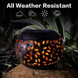 Solar Table Lights Outdoor Waterproof - Dancing Flickering Flame Lamp Black Metal Tabletop Light Solar Powered Decorative Lighting Lantern for Desk Bedroom Patio Garden Pathway Yard (1 Pack)