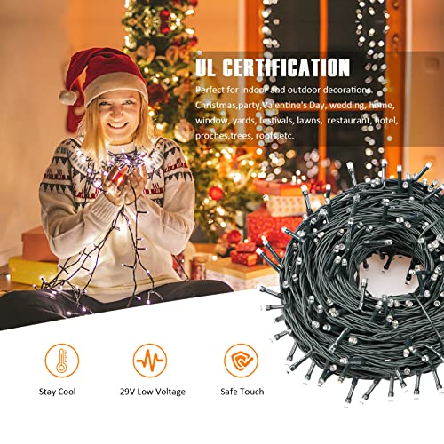 105FT Christmas Lights,300 LED Connectable Twinkle Fairy Indoor Lights String with Remote[8 Modes & Waterproof],Outside Lights for Home Decoration,Christmas Patio Garden Wedding Party(White)