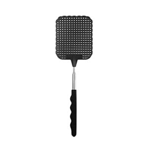 aoliao retractable fly swatters heavy duty long handle flyswatter shatter insect control net shoot for home indoor black