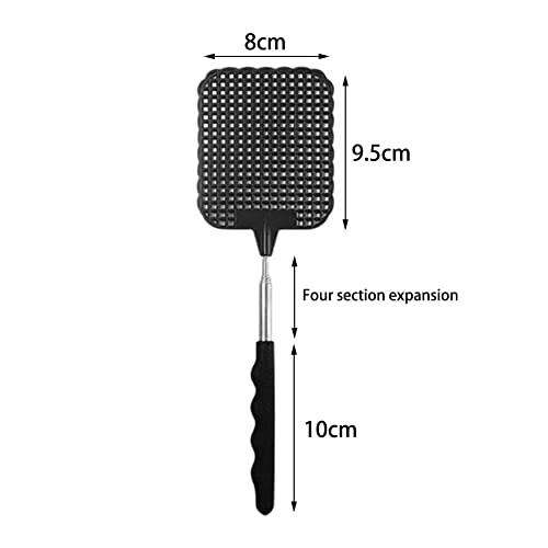 AOLIAO Retractable Fly Swatters Heavy Duty Long Handle Flyswatter Shatter Insect Control Net Shoot for Home Indoor Black