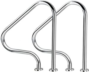 ansnal swimming pool handrails, 304 stainless steel pool safety handrail, tube wall thickness 1mm, for garden backyard pools/silver/b (silver a)