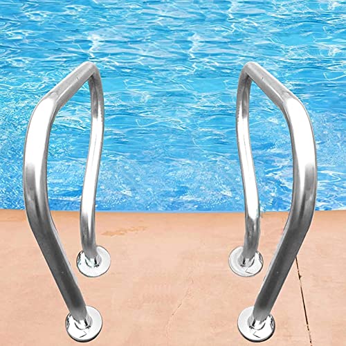 ANSNAL Swimming Pool Handrails, 304 Stainless Steel Pool Safety Handrail, Tube Wall Thickness 1mm, for Garden Backyard Pools/Silver/B (Silver A)