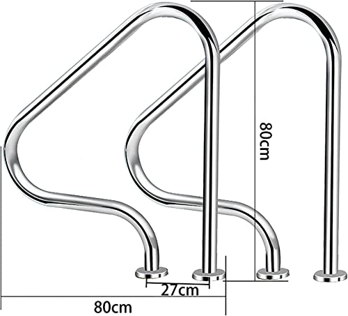 ANSNAL Swimming Pool Handrails, 304 Stainless Steel Pool Safety Handrail, Tube Wall Thickness 1mm, for Garden Backyard Pools/Silver/B (Silver A)