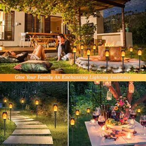 Upgraded Solar Outdoor Lights, 8 Pack Solar Torches Lights with Flickering Flame for Garden Decor, Mini Solar Landscape Lights Outdoor Waterproof for Pathway, Porch, Yard Christmas Decoration(Yellow)