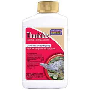 bonide thuricide bt concentrate, 8 oz ready-to-mix solution for caterpillar, moth and worm control in lawn and garden