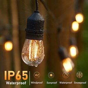 Outdoor String Lights - 48FT LED Patio Lights, 15PCS 2W Edison Lights with UL Listed Commercial Grade Strand, IP65 Waterproof Hanging String Lights for Outside Cafe Backyard Garden Party, Warm White