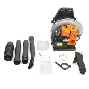 petrol backpack leaf blower, 65cc single cylinder 2-stroke air-cooled engine leaf blower commercial blower gasoline blower for clearing dust, leaf & snow, patio/deck/garden cleaning, garage dusting