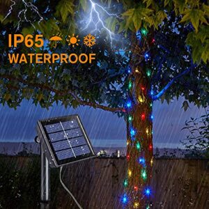 QITONG Solar Fairy Lights Outdoor Waterproof, 2 Pack Each 33ft 100 LED Solar String Lights Multicolor, 8 Modes Silver Wire Solar Mini Twinkle Lights