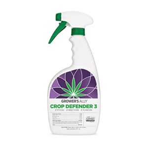 grower’s ally crop defender 3 | natural, safe & organic insecticide & fungicide control for plants – powdery mildew, spider mites & russet mite killer – 24 oz ready-to-use, omri listed