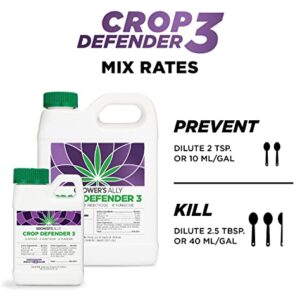 Grower's Ally Crop Defender 3 | Natural, Safe & Organic Insecticide & Fungicide Control for Plants - Powdery Mildew, Spider Mites & Russet Mite Killer – 24 oz Ready-to-Use, OMRI Listed
