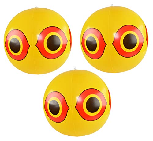 Home-X Scare Birds Away, Garden Protection from Animals, Scarecrows for Garden, Set of 3, Each 40" D x 20.5" H, Yellow