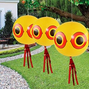 Home-X Scare Birds Away, Garden Protection from Animals, Scarecrows for Garden, Set of 3, Each 40" D x 20.5" H, Yellow