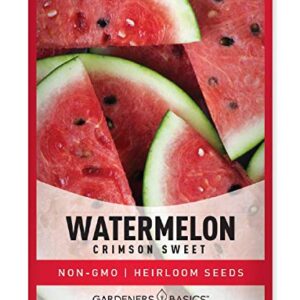 Watermelon Seeds for Planting - Crimson Sweet Heirloom Variety, Non-GMO Fruit Seed - 2 Grams of Seeds Great for Outdoor Garden by Gardeners Basics