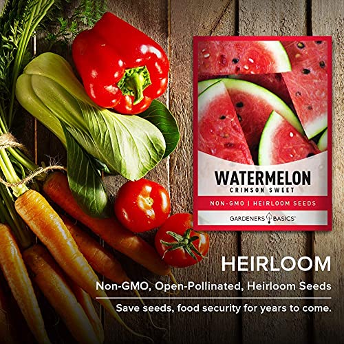 Watermelon Seeds for Planting - Crimson Sweet Heirloom Variety, Non-GMO Fruit Seed - 2 Grams of Seeds Great for Outdoor Garden by Gardeners Basics