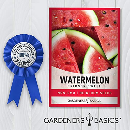 Watermelon Seeds for Planting - Crimson Sweet Heirloom Variety, Non-GMO Fruit Seed - 2 Grams of Seeds Great for Outdoor Garden by Gardeners Basics