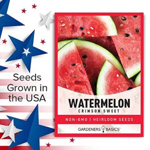 Watermelon Seeds for Planting - Crimson Sweet Heirloom Variety, Non-GMO Fruit Seed - 2 Grams of Seeds Great for Outdoor Garden by Gardeners Basics