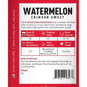 Watermelon Seeds for Planting - Crimson Sweet Heirloom Variety, Non-GMO Fruit Seed - 2 Grams of Seeds Great for Outdoor Garden by Gardeners Basics