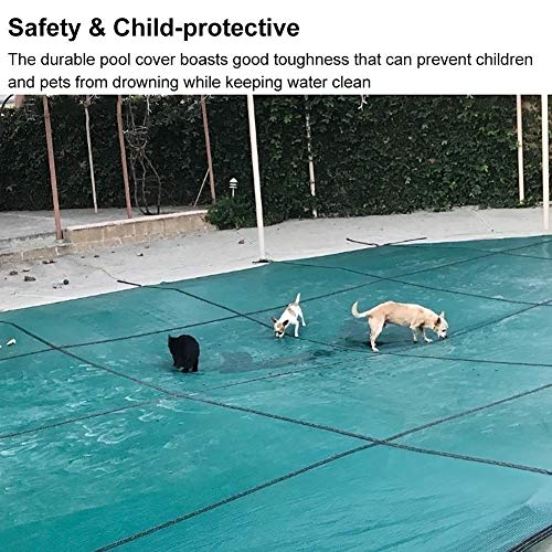 Pool Covers Fall/Winter Safety Inground, Rectangular Green Mesh Cover for Outdoor Garden Swimming Pools, Easy Installation (Size : 400×700cm/13×23ft)