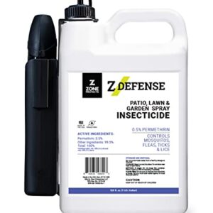 Z-Defense Patio, Lawn and Garden Spray Permethrin Insecticide, Gallon with Battery Operated Wand/Sprayer. Permethrin Based Pesticide Kills Ticks, Fleas, Flies, Spiders, Ants and Mosquitoes.