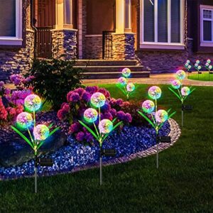 oneOKRO Solar Garden Lights Outdoor Decorative,2 Pack 6 Flowers Solar Dandelion Lights with 72 LED Colorful Lights,IP65 Waterproof Solar Decoration for Patio, Yard, Landscape, Pathway, Lawns,Walkway