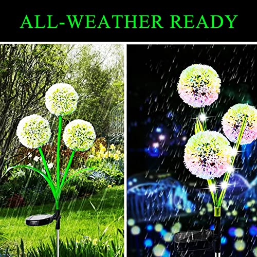 oneOKRO Solar Garden Lights Outdoor Decorative,2 Pack 6 Flowers Solar Dandelion Lights with 72 LED Colorful Lights,IP65 Waterproof Solar Decoration for Patio, Yard, Landscape, Pathway, Lawns,Walkway