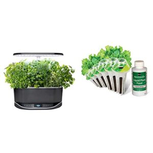 aerogarden bounty elite – indoor garden, platinum stainless & salad greens seed pod kit with red and green leaf, romaine and butter head lettuce, liquid plant food and growing guide (6-pod)