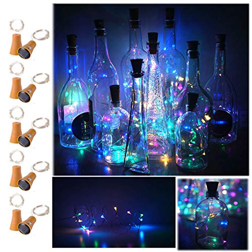 Decorman 10 Pack Solar Powered Wine Bottle Lights, 10 LED Waterproof Copper Cork Shaped Lights for Wedding/Christmas/Outdoor/Holiday/Garden/Patio/Yard/Pathway Decor (Colorful)