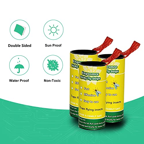 Enposmre 20 Pack Fly Traps for Indoors/Outdoor, Effective Paper Catcher Strips, Fruit Traps, Sticky Glue Hanging Tape Killer Ribbon House, Garden, Bullpen, Stable, Pasture, 20pack-Yellow