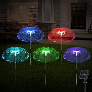 lightess solar lights outdoor 5 pack,7 color changing solar garden lights, waterproof solar outdoor lights for garden yard patio pathway party holiday christmas decor outdoor decor