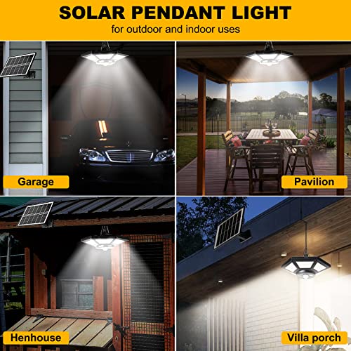 Degruand Solar Shed Lights Outdoor & Indoor Portable Pendant Lights with Motion Sensor,4 Light Modes,1000LM 180 LED 16.4ft Cable for Chicken Coop Yard Garden Gazebo Patio Shed (Cool White)