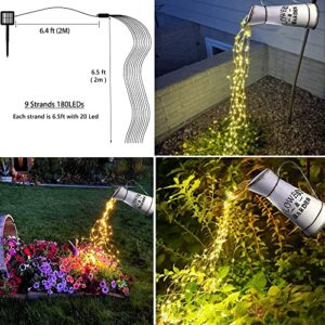 soltuus Solar Watering Can with 6.6ft Cascading Lights, Including Metal Watering Can and 180 LED Solar Powered Waterfall Lights, Christmas Gift for Mom, Decorative for Outdoor Garden Patio