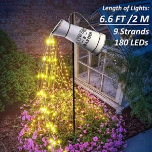 soltuus Solar Watering Can with 6.6ft Cascading Lights, Including Metal Watering Can and 180 LED Solar Powered Waterfall Lights, Christmas Gift for Mom, Decorative for Outdoor Garden Patio