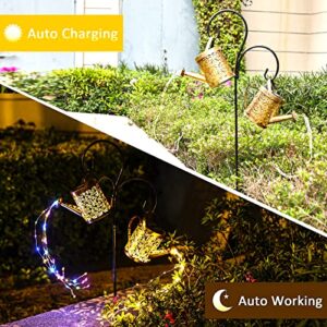 Gunlire 2 Pack Solar Watering Can Lights Garden Decor, Waterproof Hanging Solar Lantern Lights Solar Fairy Lights for Patio, Landscape, Pathway, Flower Bed, Gifts - 8 Modes (Watering Can Lights)