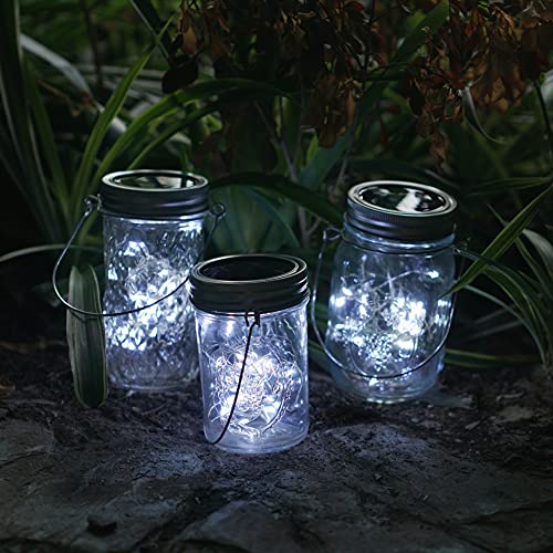 Decorman Solar Mason Jar Lid Lights, 6 Pack 20 LED Waterproof String Fairy Star Firefly Jar Lids Lights for Patio Garden Yard Lawn Party Wedding Christmas Decoration(Jars & Hangers Not Included)