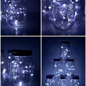 Decorman Solar Mason Jar Lid Lights, 6 Pack 20 LED Waterproof String Fairy Star Firefly Jar Lids Lights for Patio Garden Yard Lawn Party Wedding Christmas Decoration(Jars & Hangers Not Included)