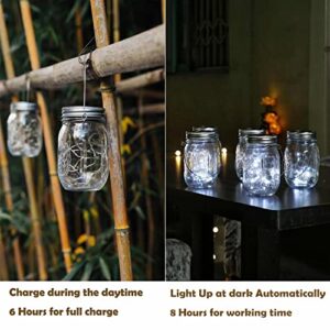 Decorman Solar Mason Jar Lid Lights, 6 Pack 20 LED Waterproof String Fairy Star Firefly Jar Lids Lights for Patio Garden Yard Lawn Party Wedding Christmas Decoration(Jars & Hangers Not Included)